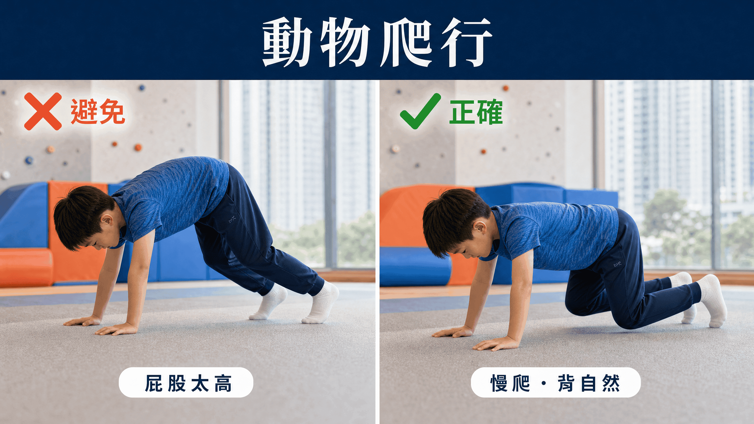 兒童動物爬行正確姿勢