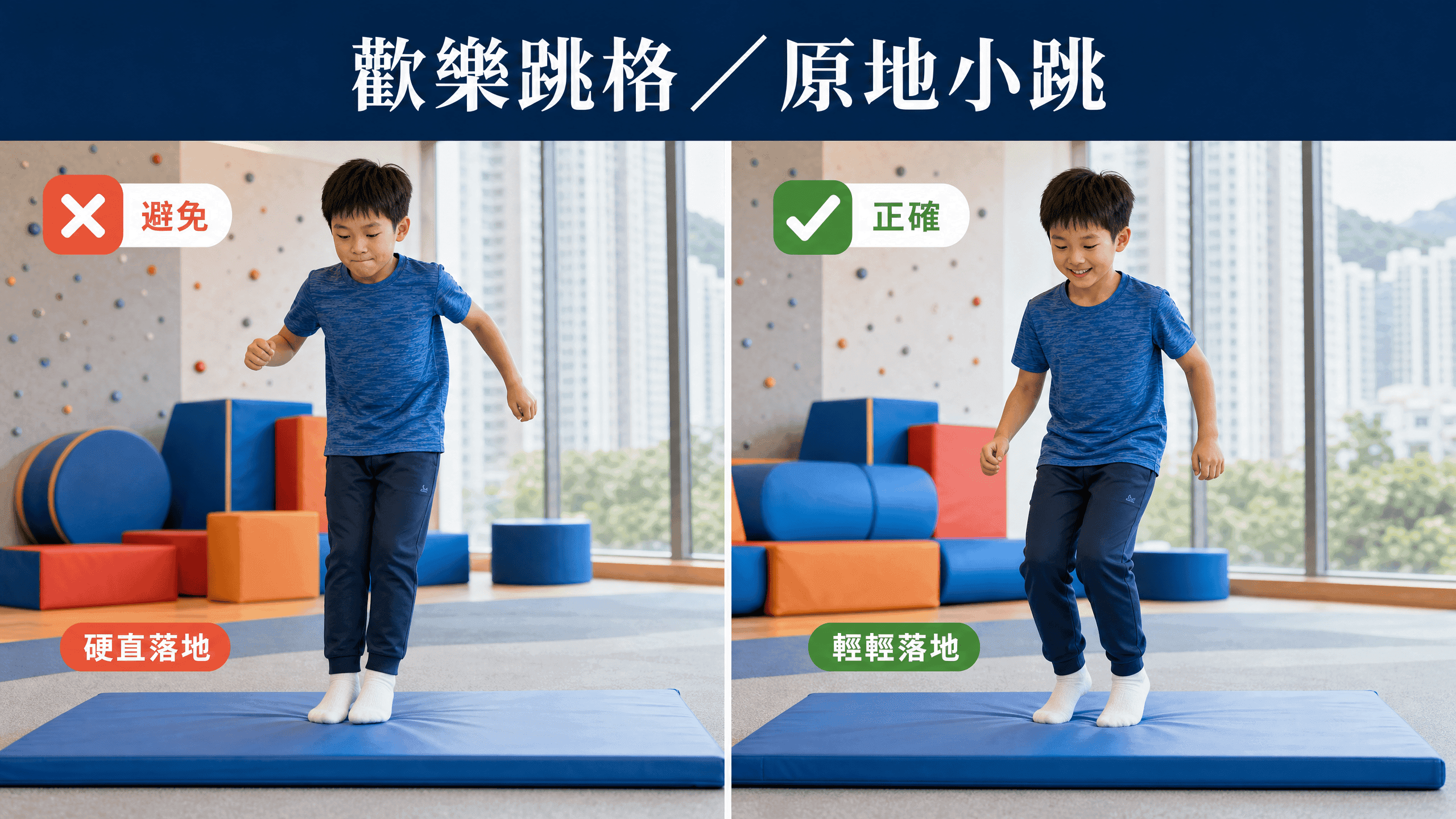 兒童歡樂跳格：正確落地姿勢